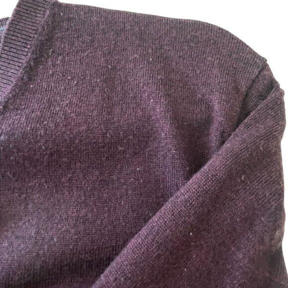 Joseph Abboud Mens XL Extra Fine Merino Wool Pullover Sweater Purple V Neck Flaw - Picture 7 of 9